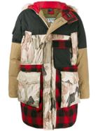 Woolrich Oversized Patchwork Parka Coat - Green
