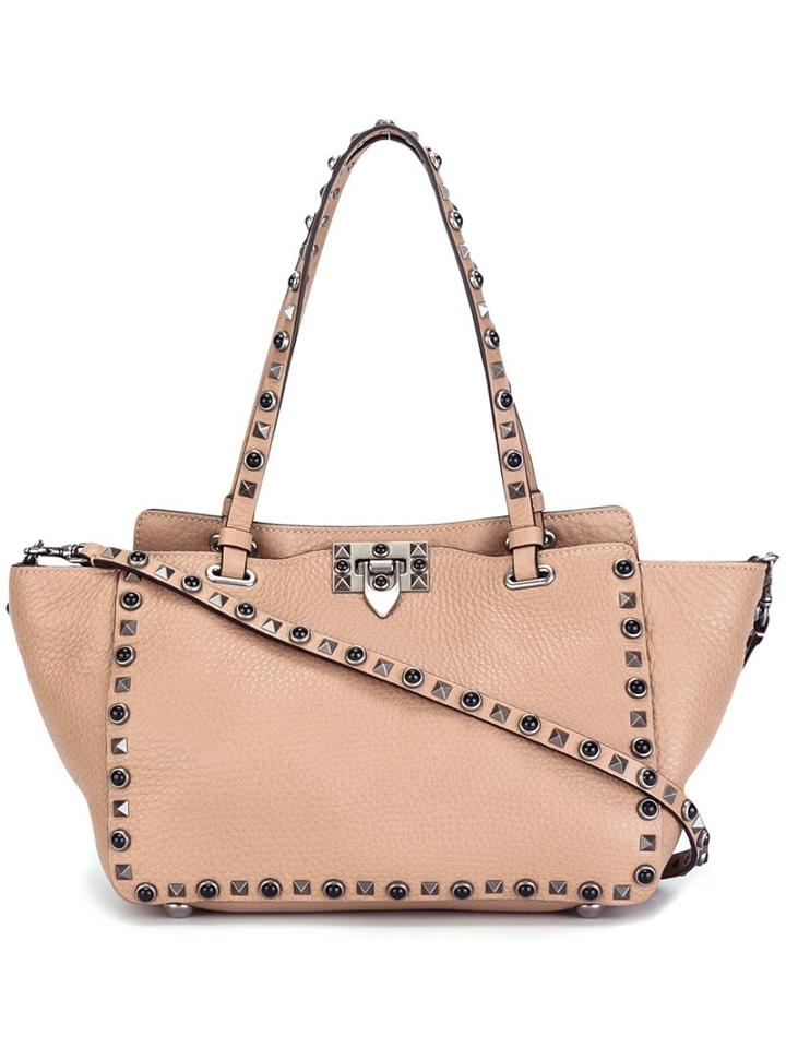 Valentino Small 'rockstud Rolling' Trapeze Tote, Women's, Nude/neutrals