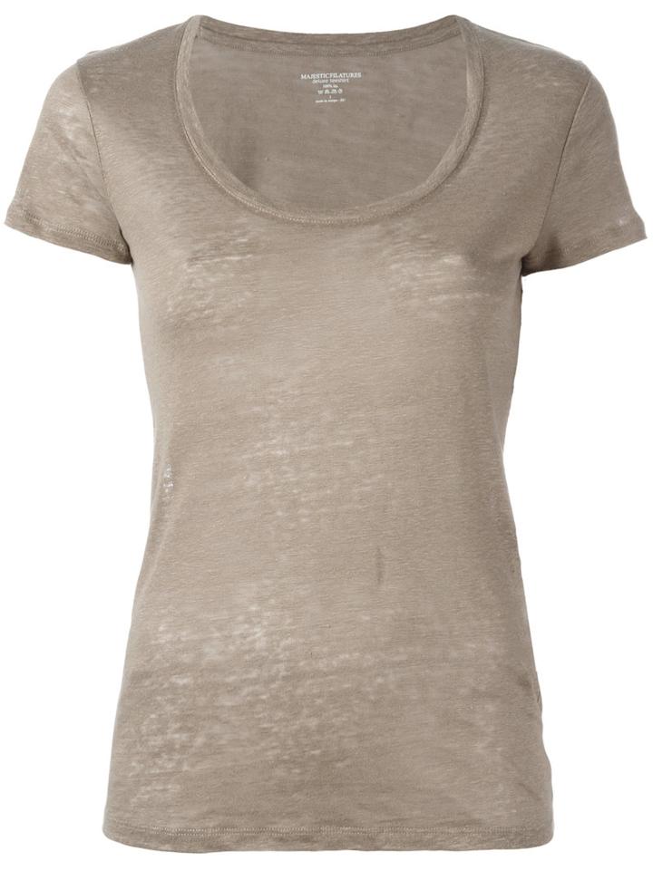 Majestic Filatures Scoop Neck T-shirt, Women's, Size: Ii, Green, Linen/flax