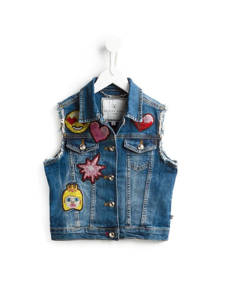 Philipp Plein Kids Summer Denim Vest, Girl's, Size: 8 Yrs, Blue