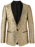 Dolce & Gabbana Paisley Embossed Blazer, Men's, Size: 48, Grey, Silk/polyester/lurex/viscose