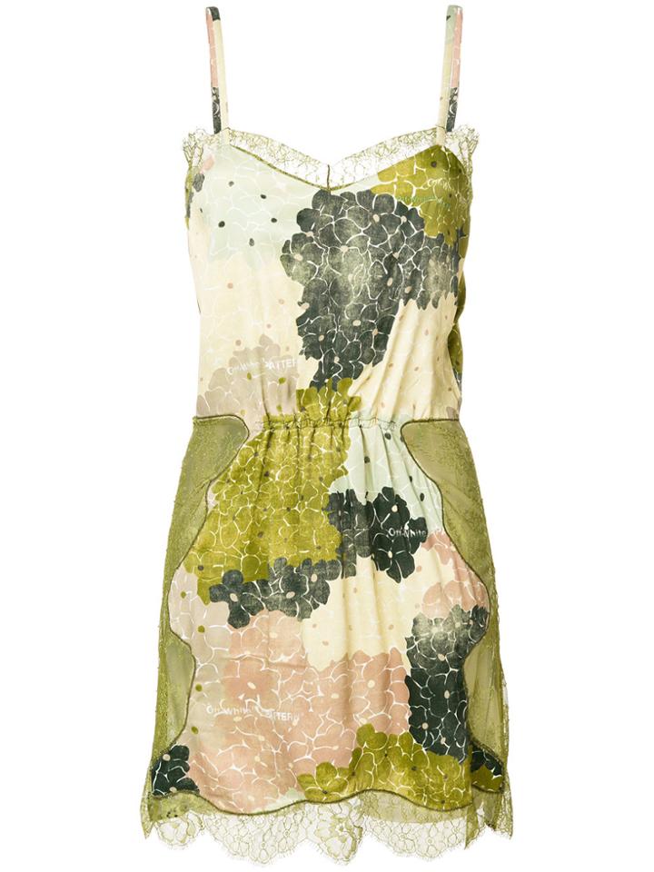 Off-white Lace Short Dress - Green