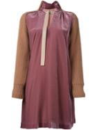 Sacai Velvet Panelled Dress, Women's, Size: Ii, Pink/purple, Cupro/rayon/wool