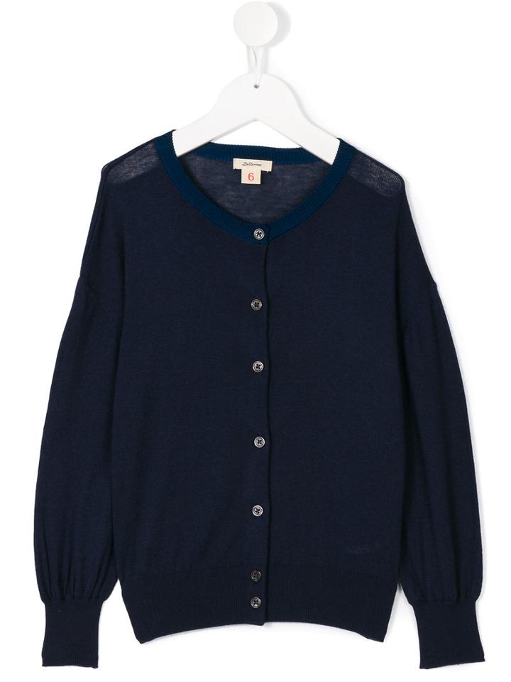 Round Neck Cardigan - Kids - Silk/polyamide/viscose - 6 Yrs, Blue, Bellerose Kids
