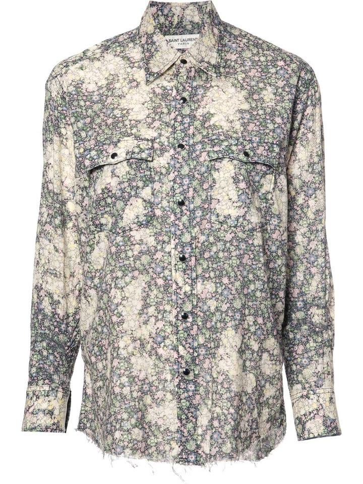 Saint Laurent Repaired Printed Shirt, Women's, Size: Small, Cotton