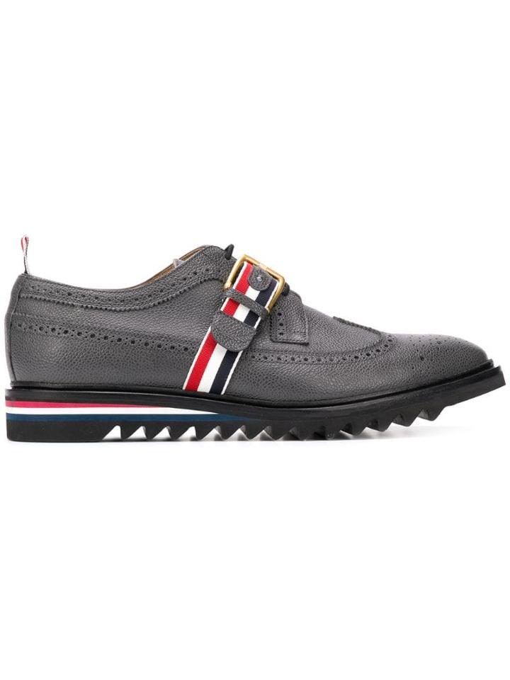 Thom Browne Rwb Webbing Longwing Brogue - Grey