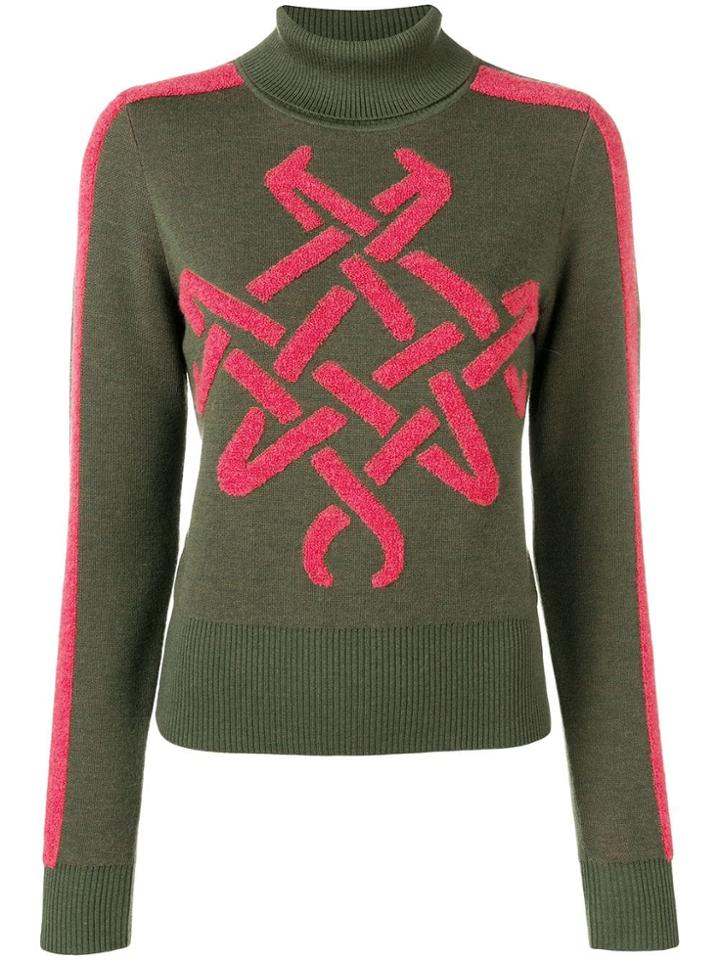 Mr & Mrs Italy Embroidered Roll Neck Jumper - Green