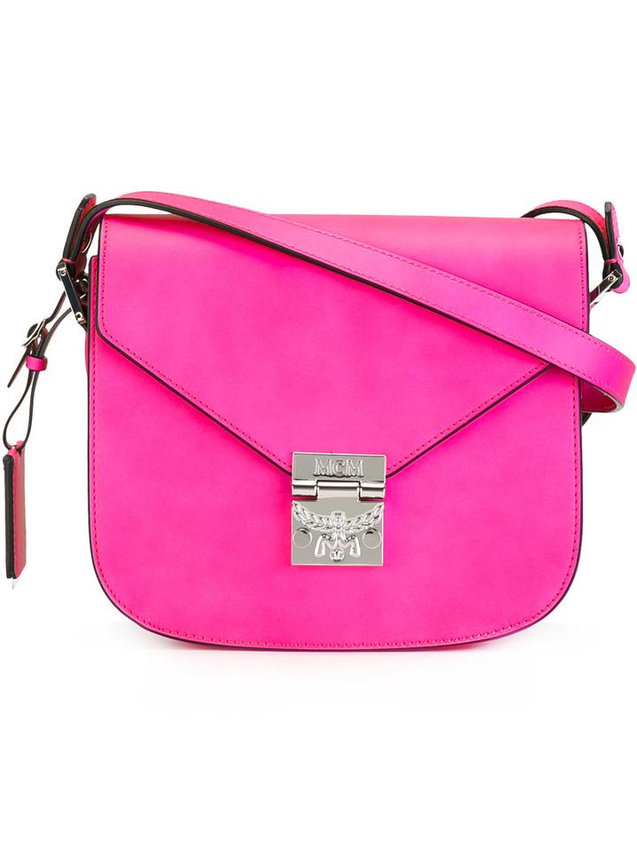 Mcm Fold-over Closure Crossbody Bag, Women's, Pink/purple, Leather