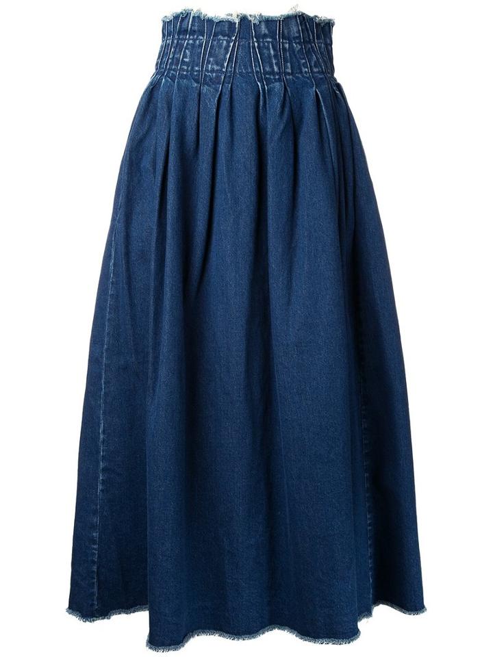 Maison Mihara Yasuhiro Elasticated Waist Denim Skirt, Women's, Size: 36, Blue, Cotton