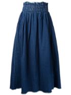 Maison Mihara Yasuhiro Elasticated Waist Denim Skirt, Women's, Size: 36, Blue, Cotton
