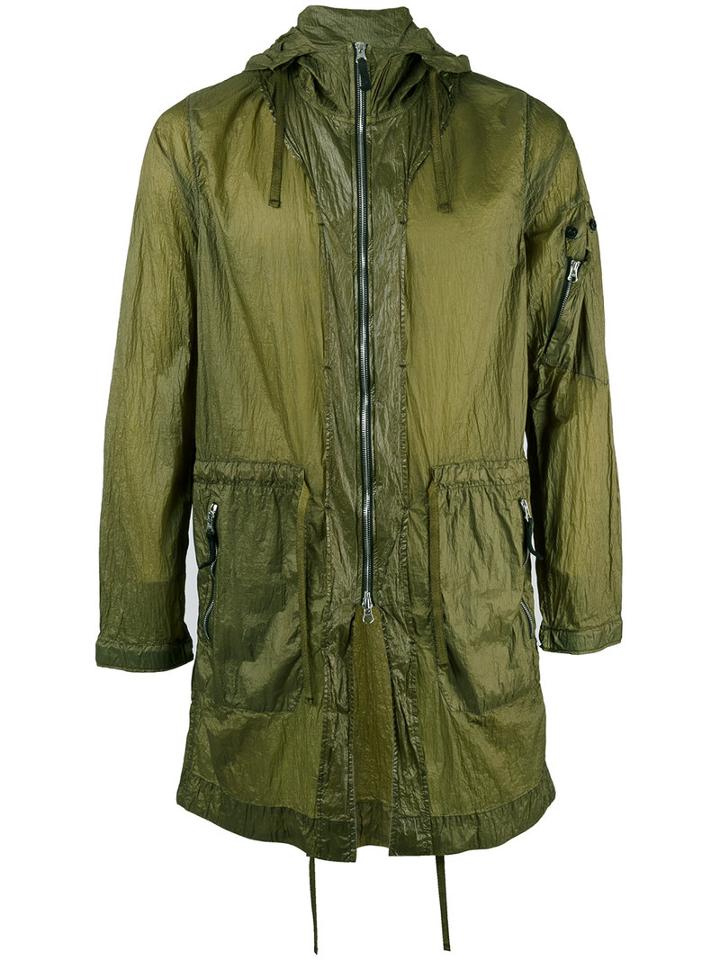 Stone Island Shadow Project - Arm Zip Hooded Coat - Men - Polyimide - M, Green, Polyimide