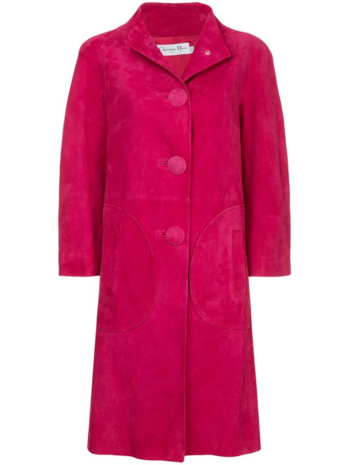 Christian Dior Vintage Nubuck Single-breasted Coat - Pink & Purple
