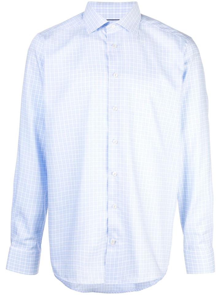 Eton Plaid Print Shirt - Blue