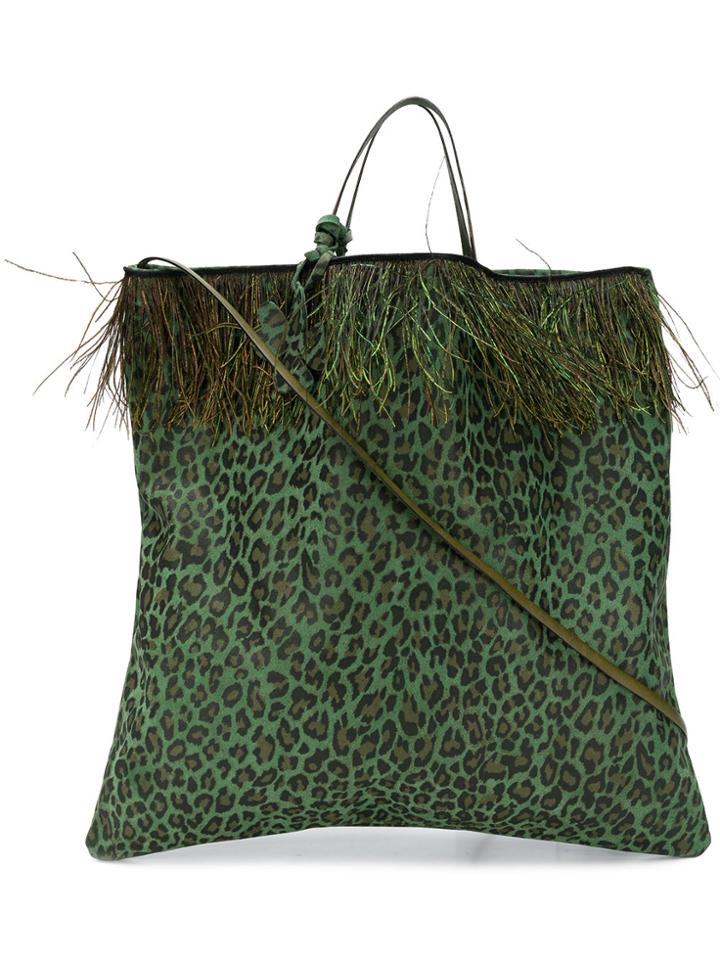 Danielapi Leopard Print Tote - Green