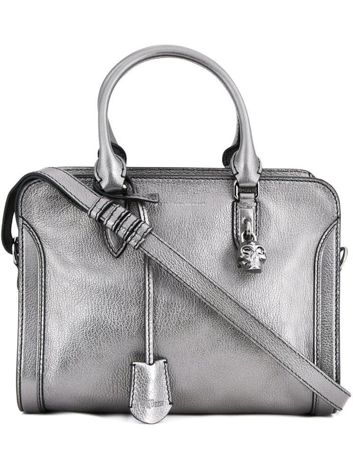 Alexander Mcqueen Small 'padlock' Tote, Women's, Grey