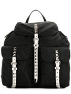 Prada Studded Nylon Backpack - Black