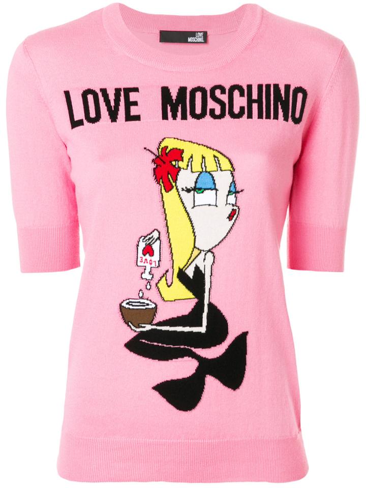 Love Moschino Front Logo Knitted Top - Pink & Purple