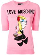 Love Moschino Front Logo Knitted Top - Pink & Purple