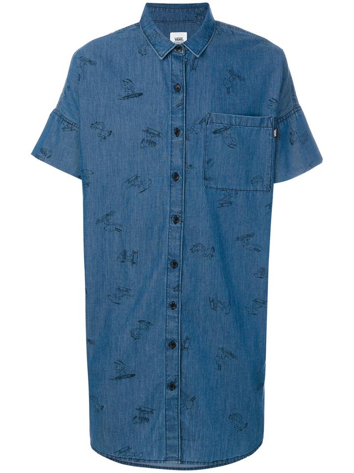 Vans - Snoopy Print Shortsleeved Shirt - Men - Cotton - M, Blue, Cotton