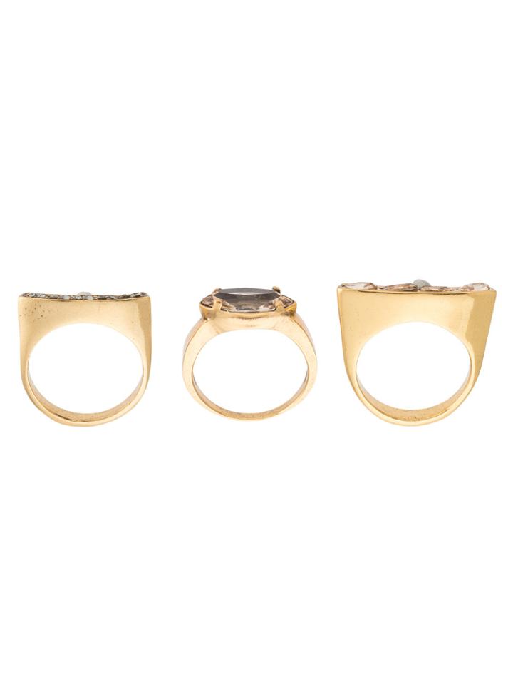 Camila Klein Gold Plated Three Rings Set - Metallic