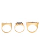 Camila Klein Gold Plated Three Rings Set - Metallic