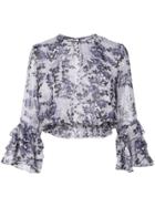 Misa Los Angeles Cropped Floral Print Blouse - Blue