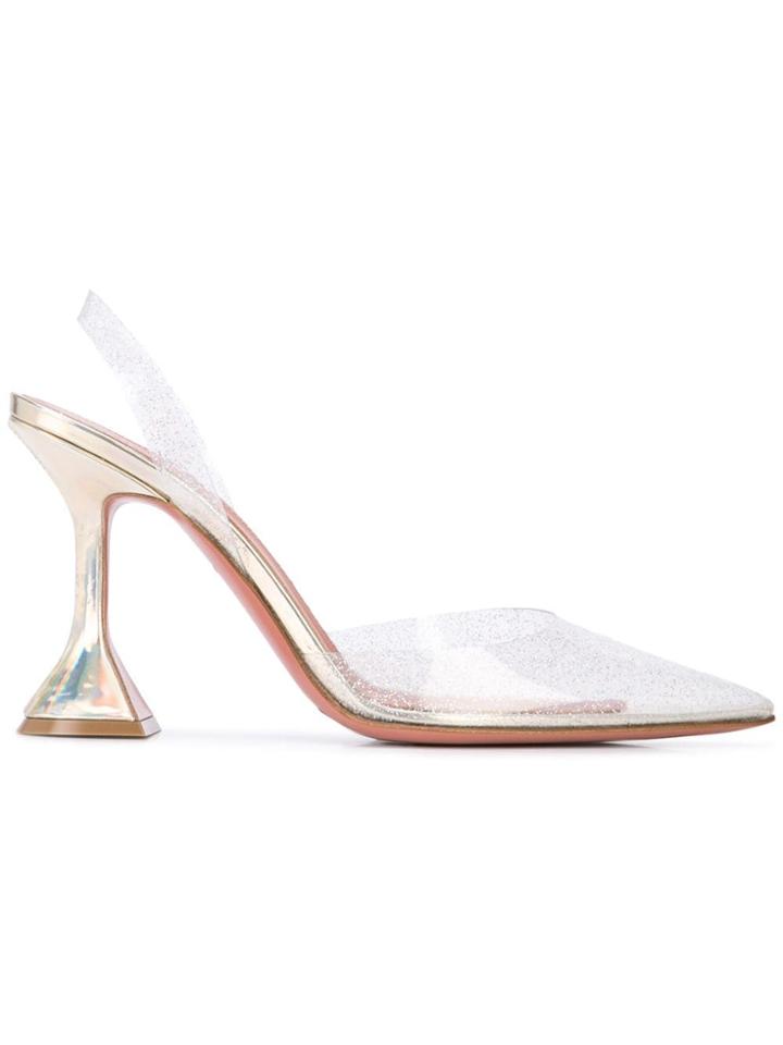 Amina Muaddi Holli Glitter Pumps - Silver