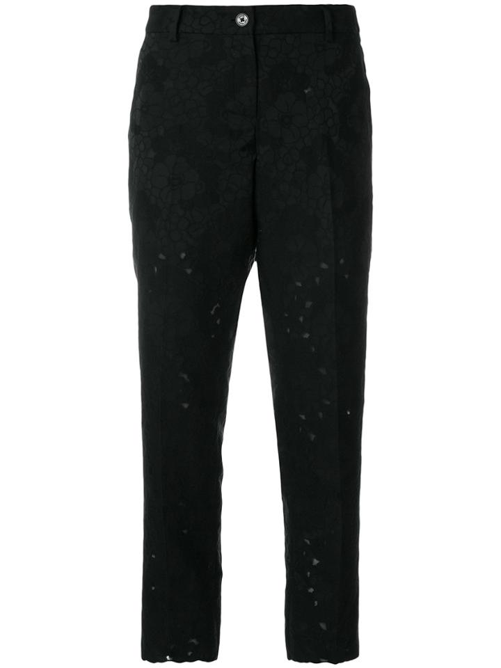 Michael Michael Kors Floral Pattern Cropped Trousers - Black
