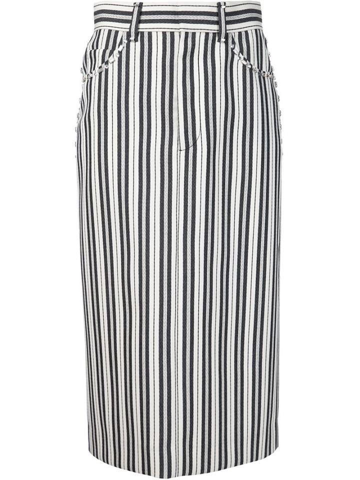 Marc Jacobs Stripped Skirt, Women's, Size: 2, White, Wool