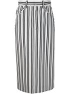 Marc Jacobs Stripped Skirt, Women's, Size: 2, White, Wool