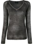Avant Toi - V Neck Top - Women - Silk/cashmere - S, Black, Silk/cashmere