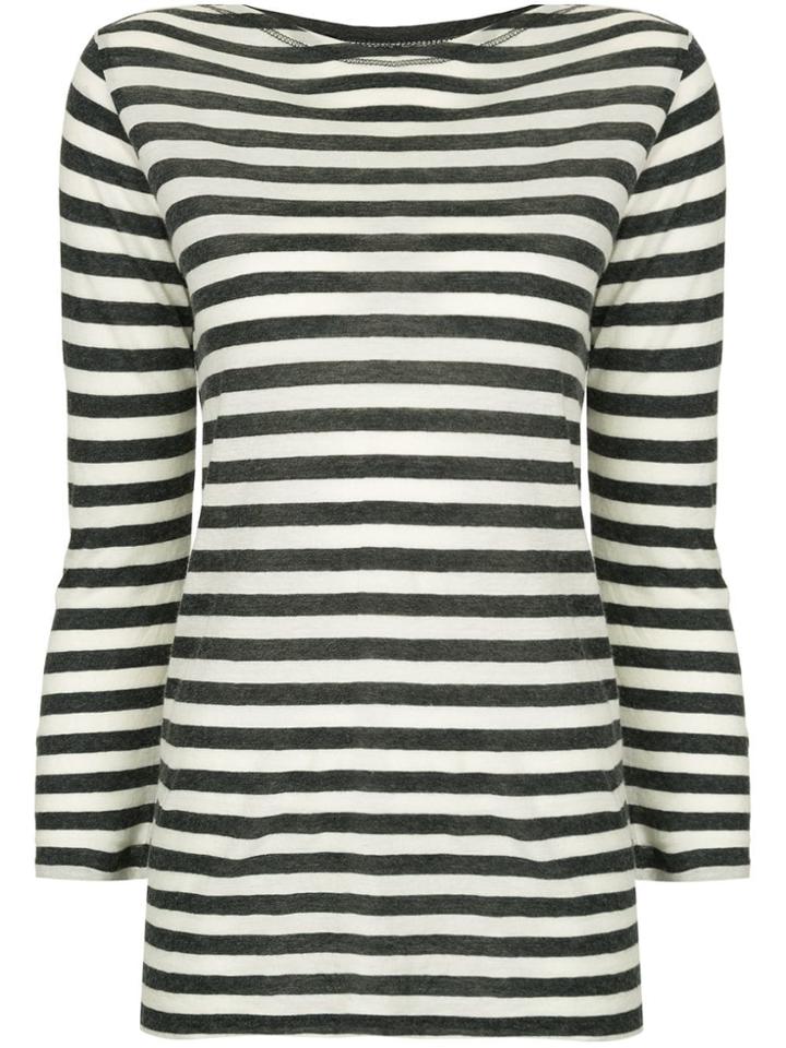 Majestic Filatures Striped Long Sleeve Top - White
