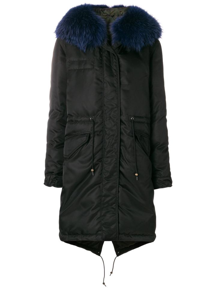Mr & Mrs Italy Fur Collar Padded Parka - Black