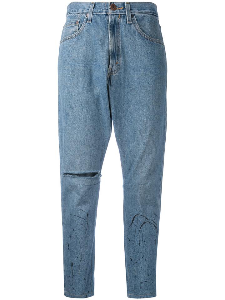 One Teaspoon - Cropped Boyfriend Jeans - Women - Cotton - S, Blue, Cotton
