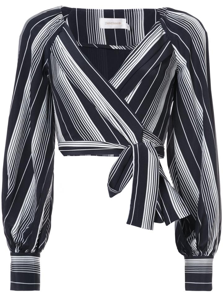 Zimmermann Striped Wrap Blouse - Black