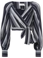 Zimmermann Striped Wrap Blouse - Black