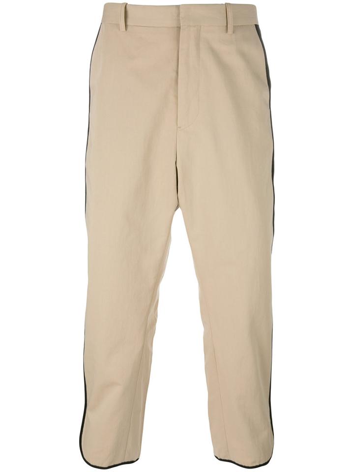 Ports 1961 Side Stripe Cropped Trousers, Men's, Size: 48, Nude/neutrals, Cotton/linen/flax/nylon/polyester