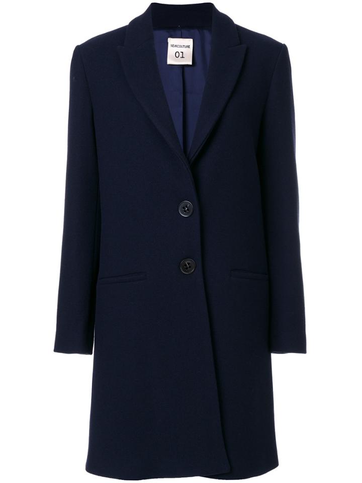 Semicouture Single Breasted Formal Coat - Blue