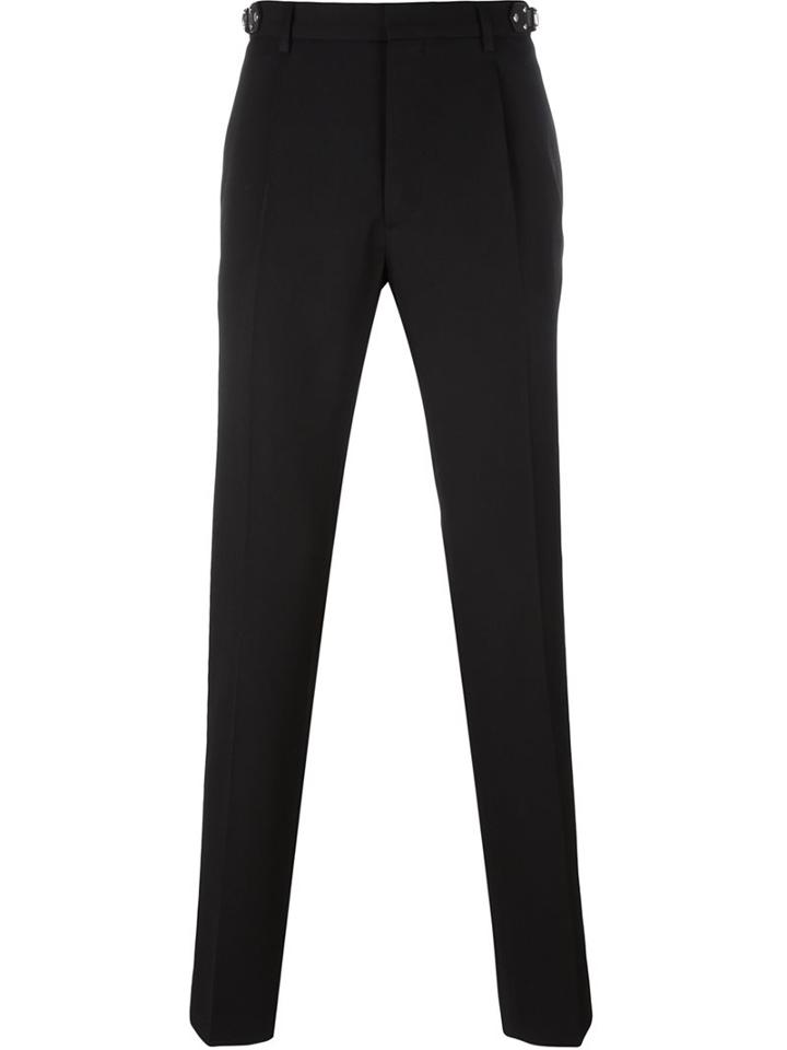 Valentino Straight-leg Trousers, Men's, Size: 50, Black, Cotton/calf Leather/wool