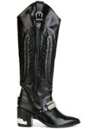 Toga Knee-length Cowboy Boots - Black
