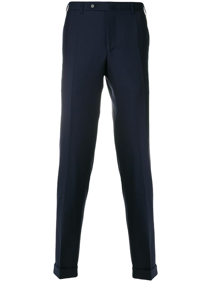 Canali Checked Tailored Trousers - Blue