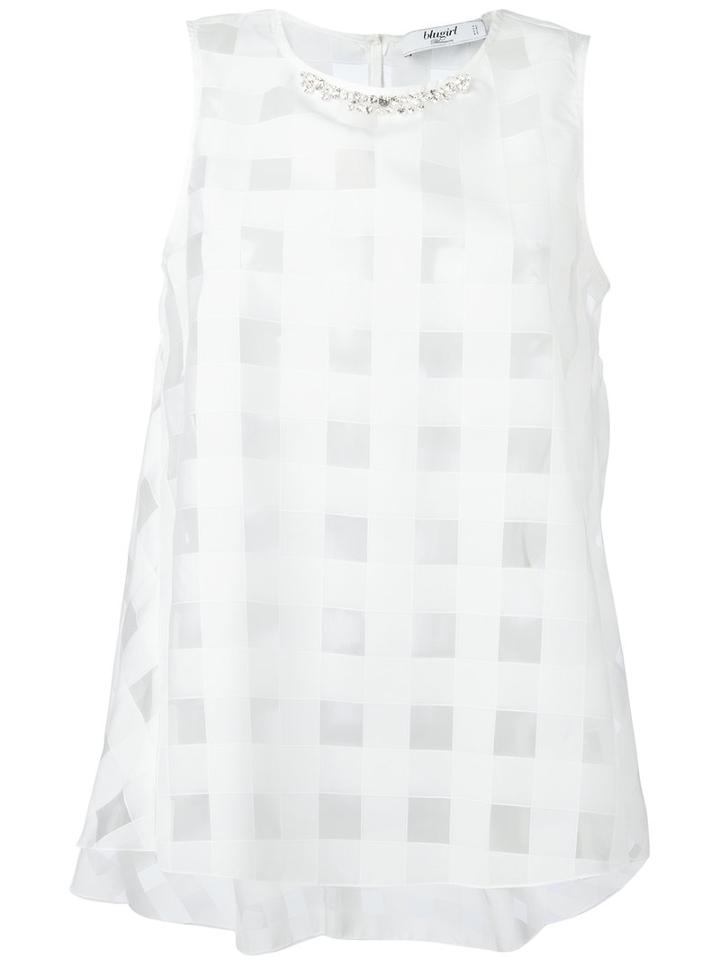 Blugirl Sheer Square-cut Blouse, Women's, Size: 44, White, Polyester