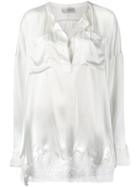 Faith Connexion Lace Panel Blouse, Women's, Size: Small, White, Silk/cotton/polyamide