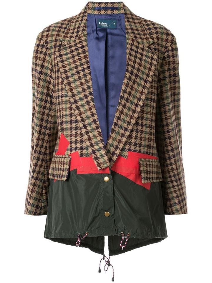 Kolor Boxy Check Print Blazer - Brown