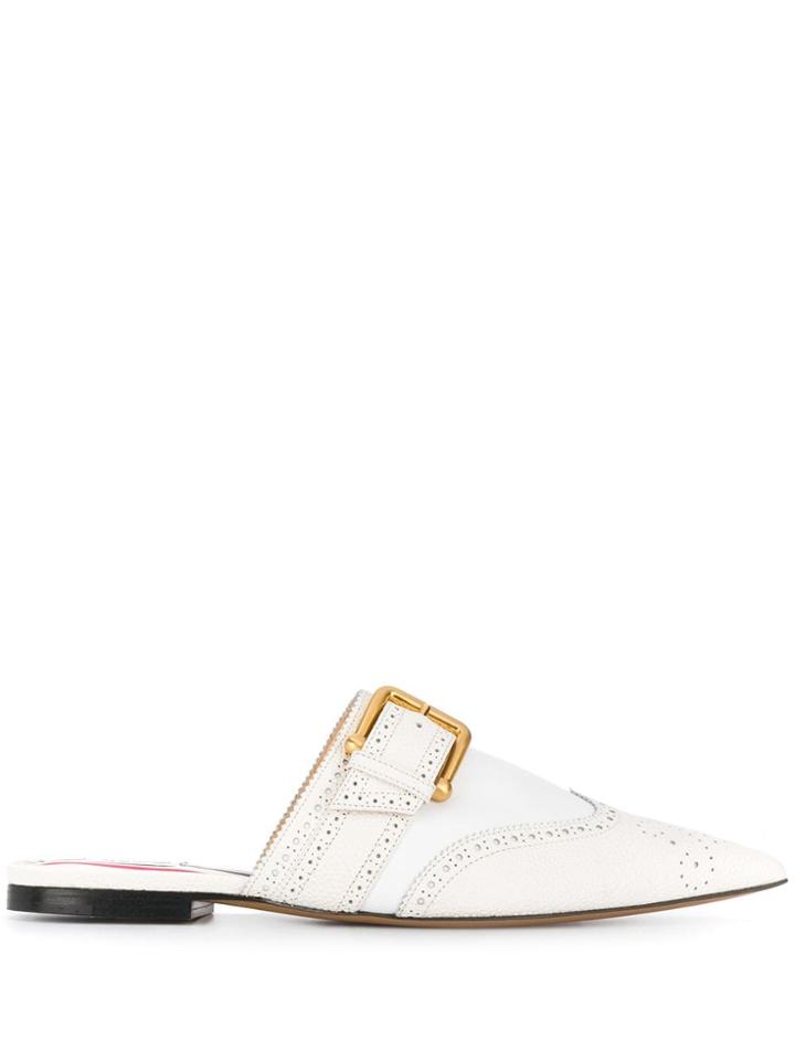 Thom Browne Brogued Wingtip Mules - White