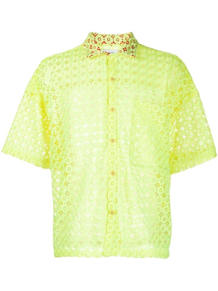 Facetasm Floral Embroidered Lace Shirt - Yellow