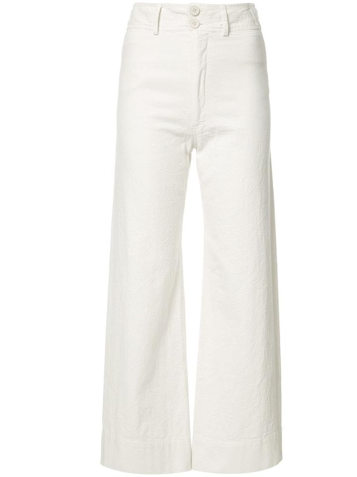 Apiece Apart Wide Leg Cropped Trousers, Women's, Size: 6, White, Cotton