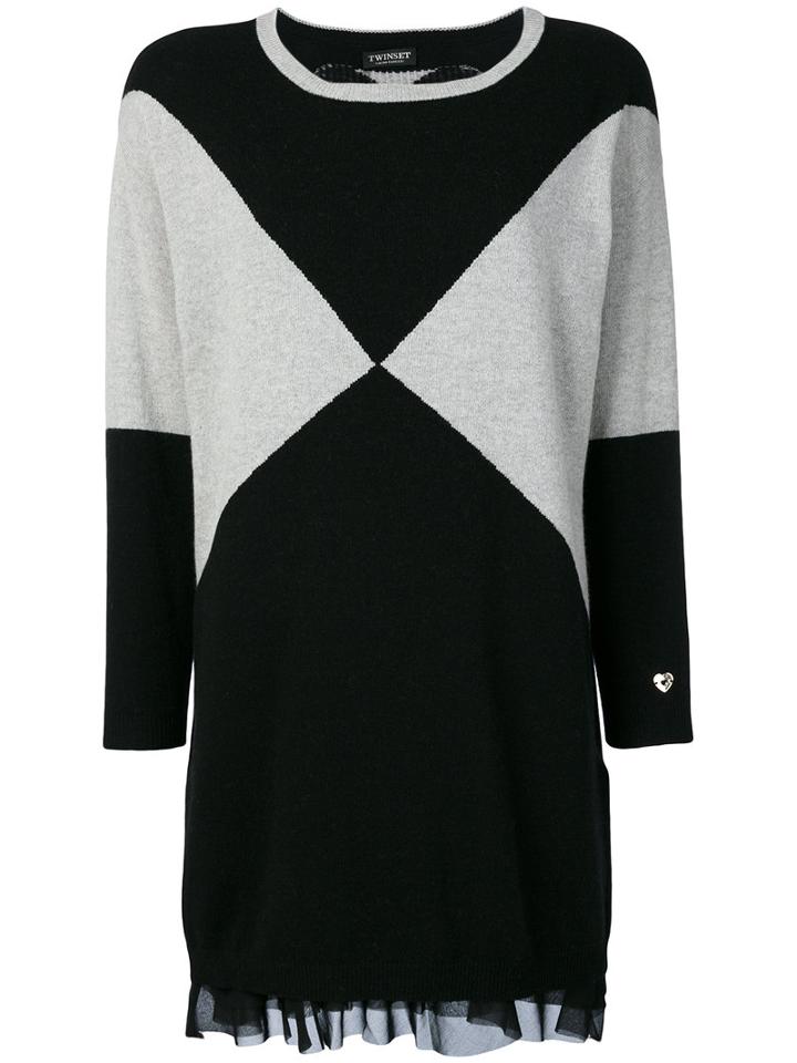 Twin-set - Knitted Graphic Dress - Women - Polyamide/viscose/cashmere/wool - S, Black, Polyamide/viscose/cashmere/wool