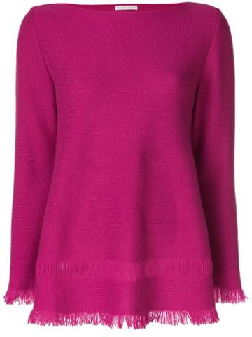 Borgo Asolo Cashmere Fringed Hem Sweater - Pink