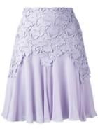 Giambattista Valli Lace Trim Pleated Skirt, Women's, Size: 42, Pink/purple, Silk/cotton/polyamide